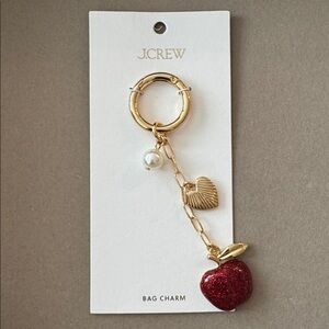 J.Crew Bag Charm • Apple, Pearl and Heart